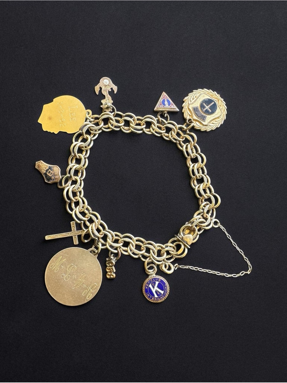 Vintage 12K Gold Filled Multi-Charm Bracelet – 7” – 30.4g – Elco/Forstner